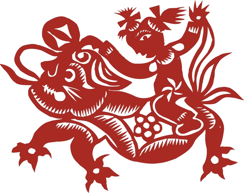 中国风中式传统喜庆民俗人物动物窗花剪纸插画边框AI矢量PNG素材【2165】